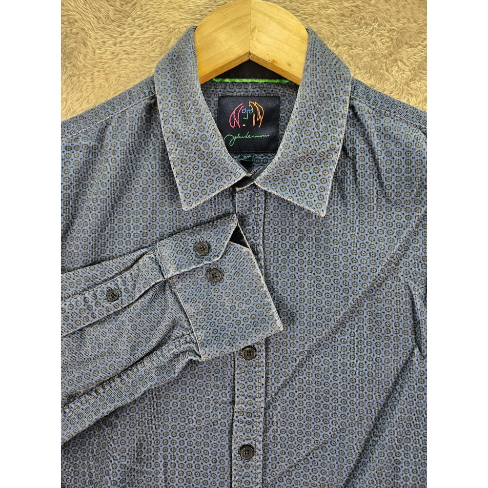 John Lennon Dress Shirt 100% Cotton Button-down Geometric Long Sleeve Size S